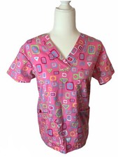 Cassandra O Medical Uniform Scrub Healthcare Top Colorful Shapes Size XS