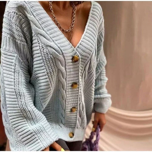 Maglione Cardigan Maglione Maglia Donna Autunno Caldo Oversize - Foto 24 di 35