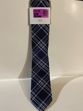 Nice Classic Plaid GOODFELLOW Skinny Tie Mens New With Tag Navy Blue Necktie