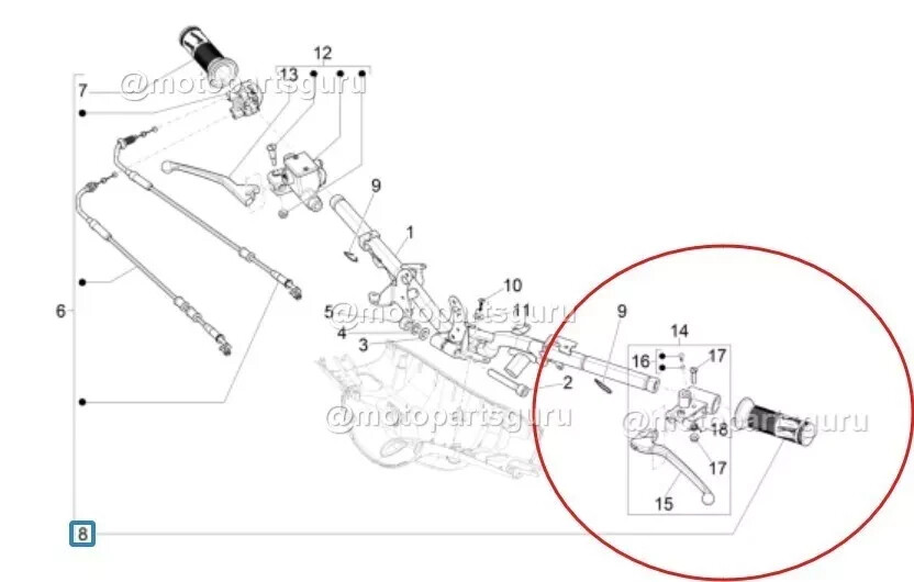 666965 OEM Vespa Emblem Left Handle Grip for Elettrica Primavera Sprint ...