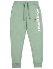 Polo Sport Ralph Lauren Olive Green Logo Print Fleece Jogger Pants Mens XL New