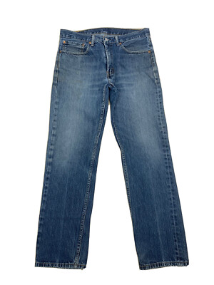Levis 505 Men's Jeans W34 L32 Regular Fit Straight Leg Blue Denim