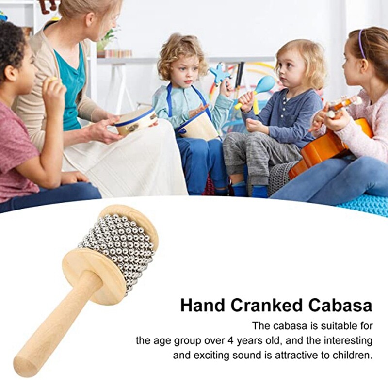 Wooden Kabasa, Steel Ball Hand Crank Toy, Portable Children's