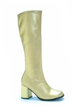 Ellie Shoes GoGo Dancer Club Disco Punk 70s 60s Gold Zip Up Costume Heels Boots