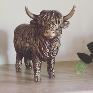 Large Bronze Highland Cow Ornament Figure Sculpture Home Decor Leonardo