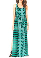 NWT $150 MICHAEL KORS Sleeveless Soho Printed Maxi Dress Island Blue