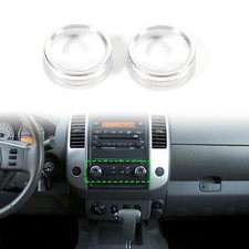 2x Cubierta de borde de anillo de perilla de aire acondicionado plateada para Nissan Frontier 2009-2020
