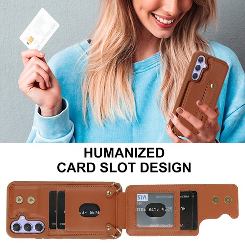 Umhängetasche Handy Hülle Cover Handschlaufe Kreditkartenhalter PU Leder Rückseite - Bild 13 von 54