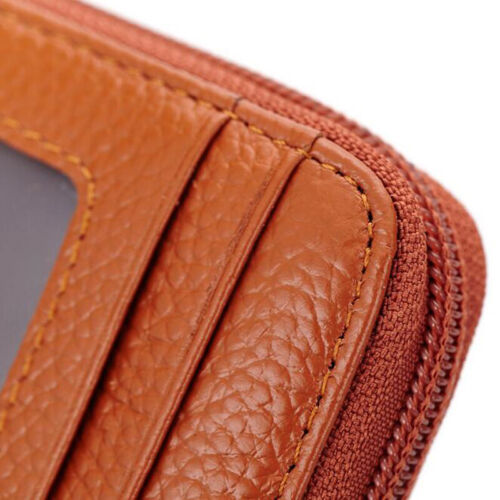 Portatarjetas de crédito con bloqueo RFID para hombres y mujeres con cremallera de cuero talla compacta billetera - Imagen 19 de 47