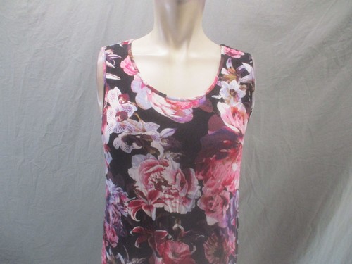 Ruff Hewn GREY Size M Womens Floral Stretch Asymmetrical Hem Summer Tank 570 - Picture 2 of 9