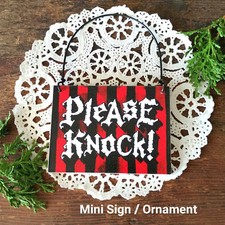 DoorKnob Sign  PLEASE KNOCK SIGN Dorm Bedroom Wood Ornament USA DECO Mini Sign
