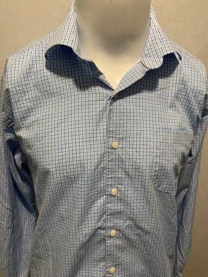 PETER MILLAR Blue White Long Sleeve Checkered Mens Button Down Shirt Large L | eBay