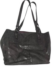 Nine West Faux Snakeskin Handbag Charcoal Grey/Pink Lining Matching Mini Bag