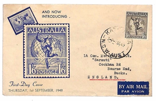 AUSTRALIA First Day Cover *Katoomba* Illustrated FDC GB Bucks Air Mail 1949 U278