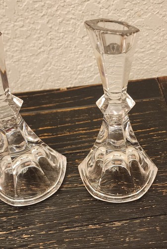 2 Towle Candle Holders 24% Lead Crystal 7.5 inch Tall Made In Austria Stickers - Picture 3 of 9