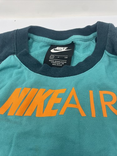 Nike Cropped Crewneck Sweatshirt Kids Girls Size Small Teal Air Logo - Picture 3 of 18