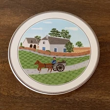 Villeroy & Boch Design Naif Tea Tile Round Country Scene Horse Wagon Turkey