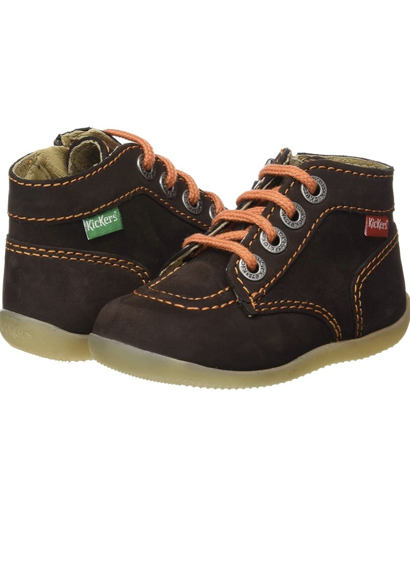 KICKERS Baby's Bonzip-2 Ankle Leather Boot UK EU 20 Dark Brown