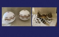 Vianne Mid Century Hollywood Regency Swag Double Pendent White Satin Glass Gold