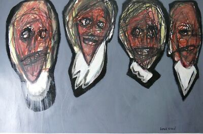 Georg Krauel White Collar Worker Mischtechnik Papier signiert 45x65 cm O-5077