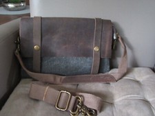 LEDER-LEINEN-TASCHE- FARBE BRAUN-GRAU-- AUSGEFALLEN