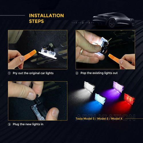 4PCS Tesla Puddle Lights Car Door Logo Projector Lights for Tesla Model 3 Y - Picture 10 of 10
