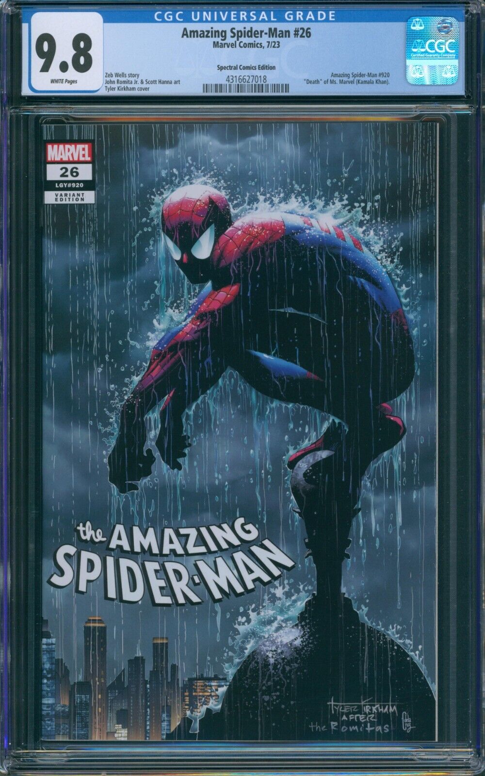 Amazing Spider-Man #26 (#920) Kirkham Spectral Comics Edition - CGC 9.8!!