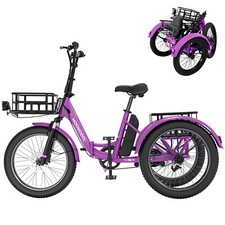 Electric Tricycle for Adults, 1000W 48V 14.5Ah Ebike 20" Folding Fat Tire Trike