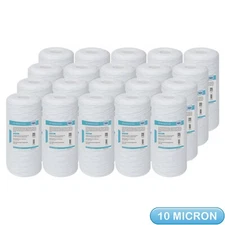 10 Micron 10" x 4.5" Whole House Well Water String Wound Sediment Filter 20 Pack