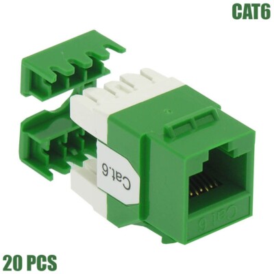 20x CAT6 RJ45 Network LAN Ethernet Keystone Jack 110 Type 180 Degree 8P8C Green
