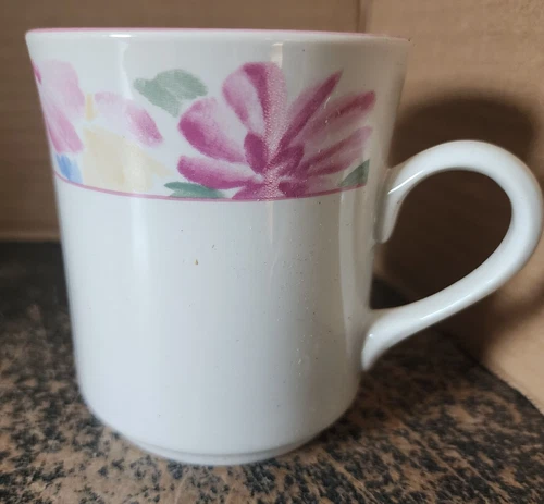 Vintage 1980's China Pearl Stoneware #3815  Floral Tea Coffee Cup Set of 2