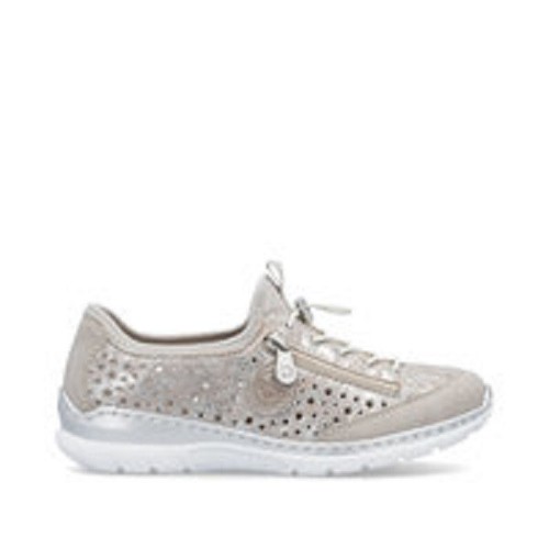 Rieker Damen Slipper Sneaker Sneakers Halbschuhe Schuhe beige L32P6 - Picture 11 of 11