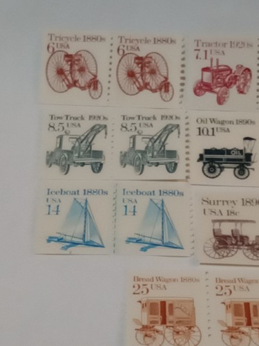 MINT TRANSPORTATION SERIES 7 DOUBLES 14 STAMPS 6 CENT - 25 CENT FV 1.77 CV 10.30 - Picture 2 of 4