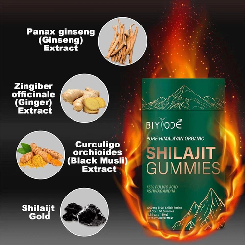PureOrganic Himalayan Shilajit Gummies Ashwagandha Energy Boost 60 Counts HOT - Picture 8 of 11