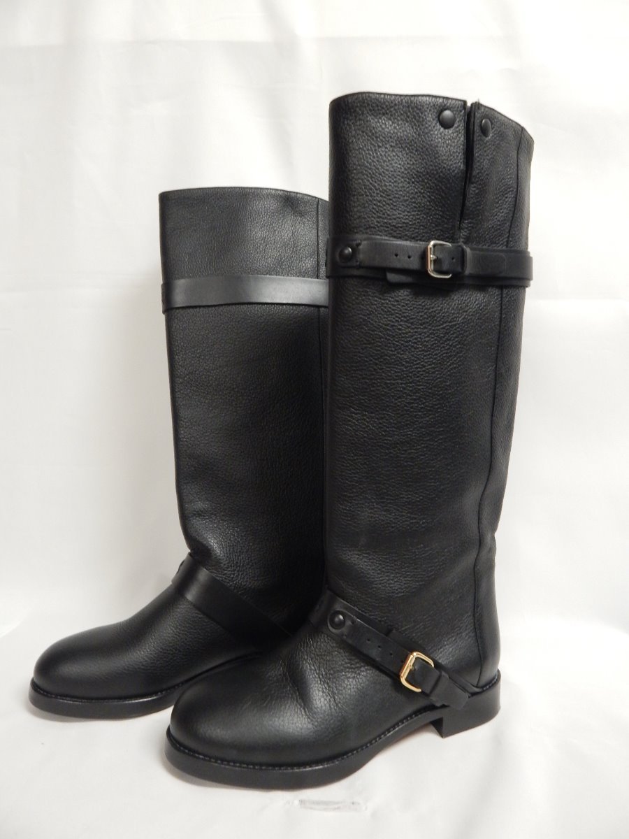 Chloe Biker Knee High Boot 36.5 M Black CH21162 100% Authentic New