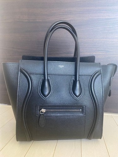 Celine Luggage Micro Drummed Calfskin Black Crossbody