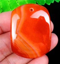 40x28x7mm Brown Red Stripes Onyx Agate Oblong Reiki Healing Pendant Bead AD68623