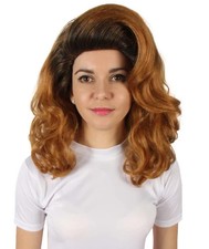 Retro Brown Wavy Miss America Wig | Unisex Drag Race Costume Hair for Adults