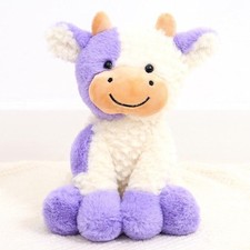 Cute Cow Plush Stuffed Animal Doll Toy 8 inch for Girls Boys Siting Cow Purple