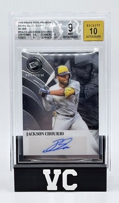 2024 Jackson Chourio #RA-JC2 /49 BGS 9 Auto 10 Leaf Press Pass Silver Rookie RC