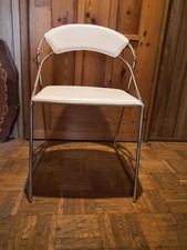 DESIGNERSTUHL, WEISS Leder Handgenaeht. Stahlrohr(Bauhaus Stil)