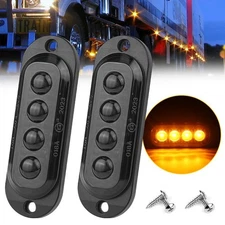 2PC 4LED Side Marker Lights Amber Truck Trailer Side Clearance Turn Signal Lamp