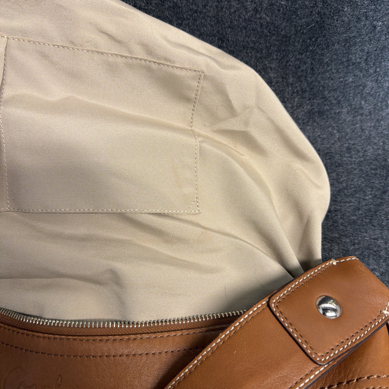 Vintage Y2K Coach F14491 Soho Pleated Leather Canvas Hobo Shoulder Bag Used