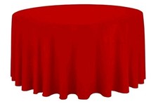 120" Red Round Wedding Banquet Polyester Fabric Tablecloth Event Birthday Party