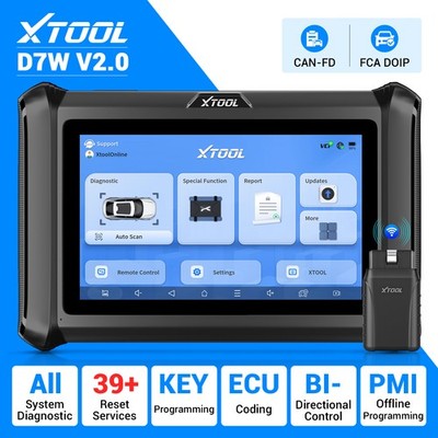 XTOOL D7W V2.0 Wireless OBD2 Scanner All System Coding Diagnostic Tool 39+Reset