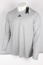Adidas Men's Long Seeve Pregame T Shirt Crew L Large Gray Heather HS9212