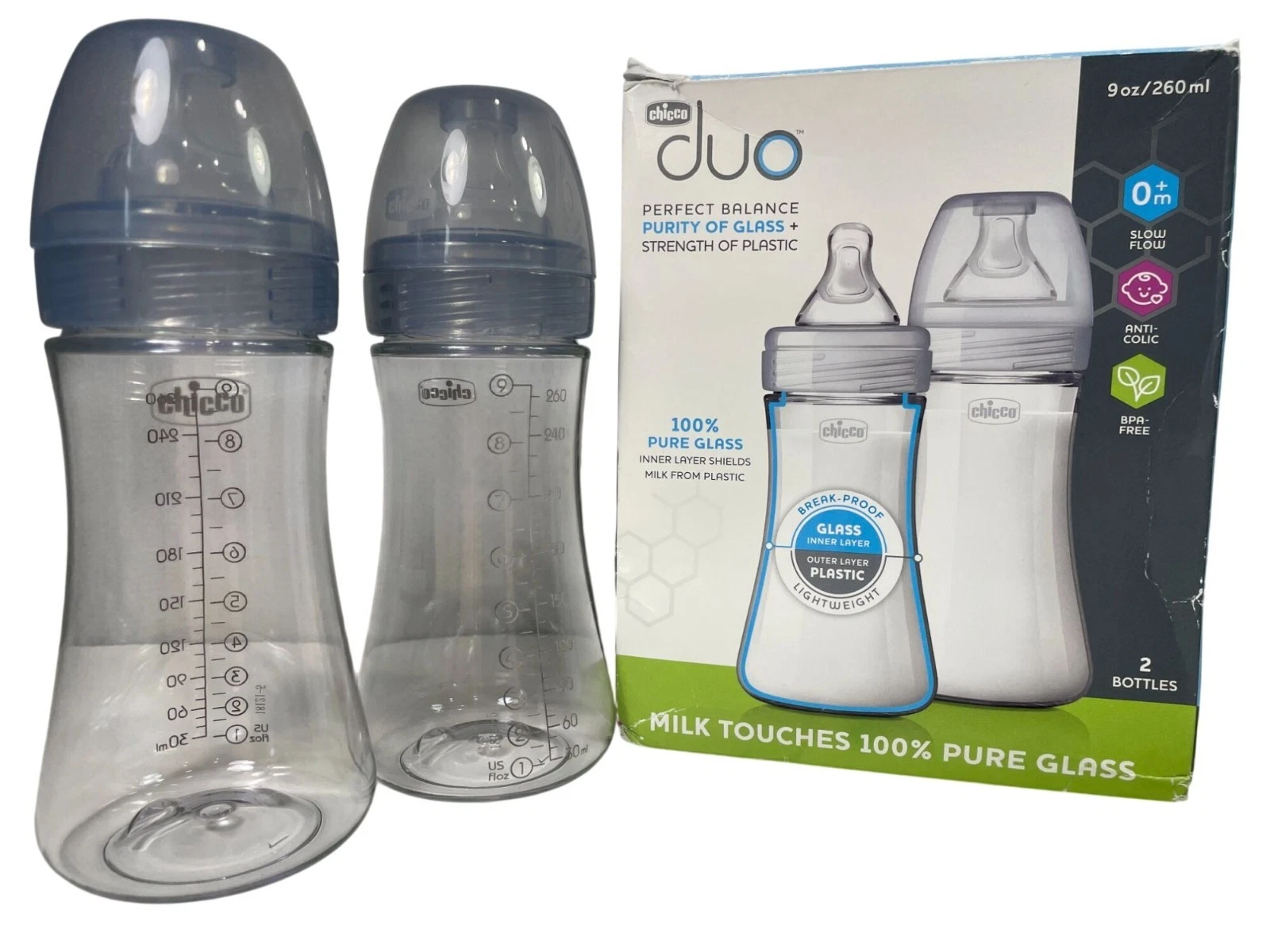 Chicco Duo Hybrid Baby Bottle 2 Pack 9 oz Invinci-Glass Inside Newborn Gift Set
Opens in a new windo