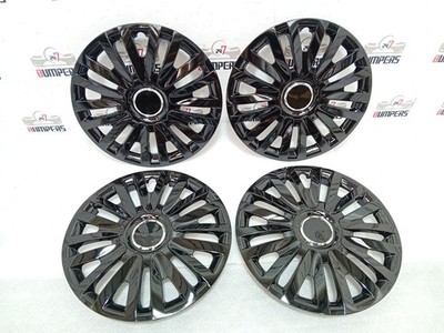 TOP TECH 15'' ZOLL SCHWARZ GLÄNZEND RADKAPPE RADZIERBLENDEN X4 UNIVERSAL PASSEND