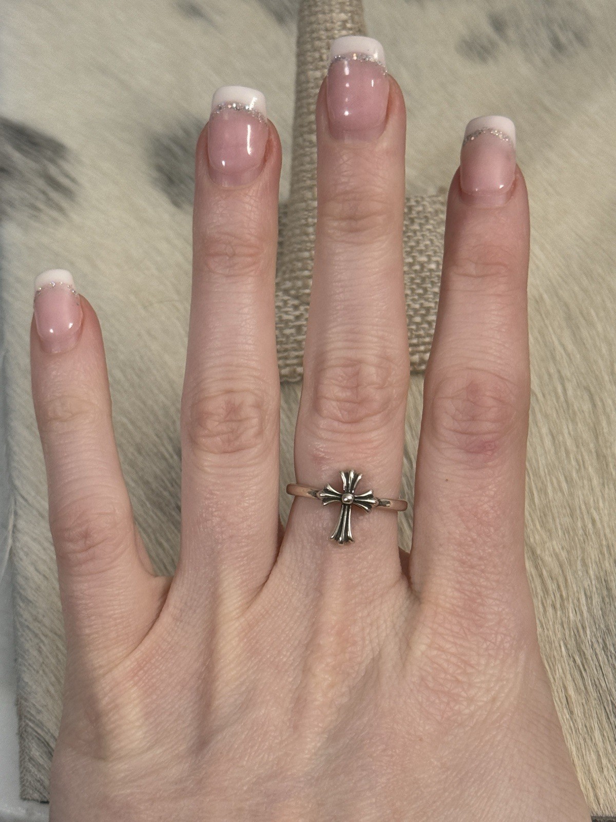 Chrome Hearts Sterling Silver 2011 Cross Logo Stacker Ring 925 CH Size 7