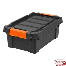 Heavy Duty Plastic Storage Bins W/ Lids Stackable Garage Tool Organizer Totes US
